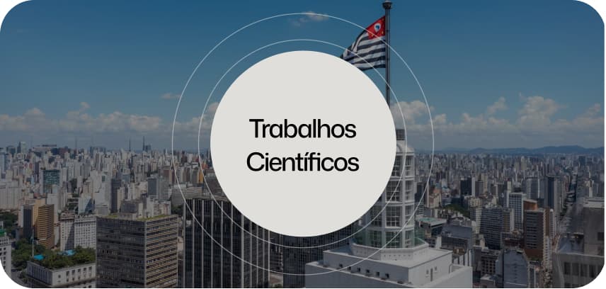 Vista aérea de São Paulo com a bandeira do estado em primeiro plano